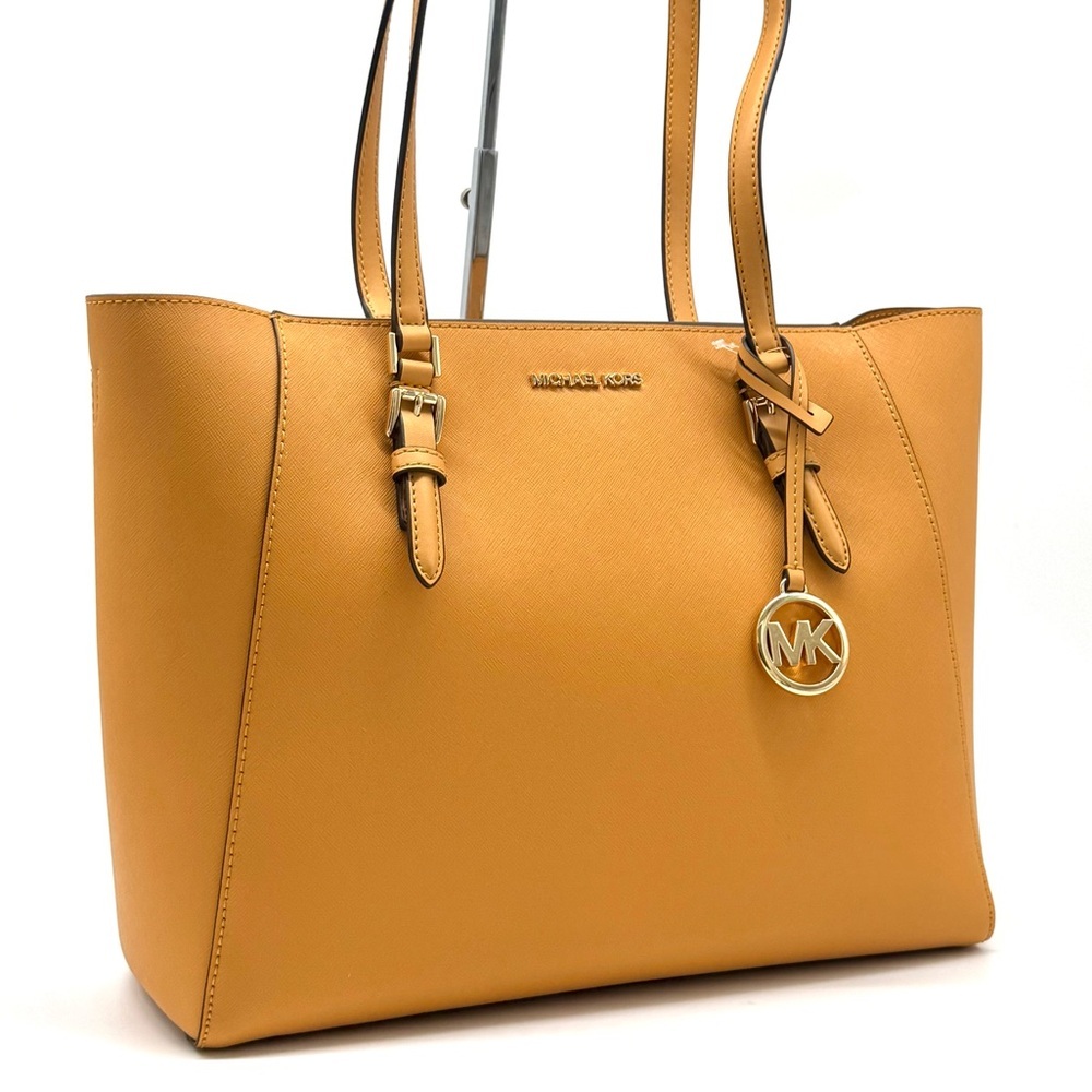 Michael Kors Charlotte LG Tote Bag 3 IN 1 Leather Shoulder Bag Cider - Picture 3 of 13